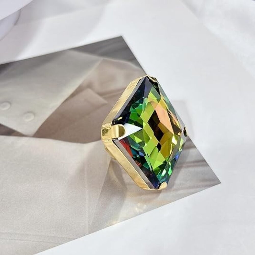 Colorful Exaggerated Large Square Rhinestone Stat… - image 3